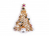 Brož s broušenými kamínky vánoční stromeček