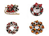 Brooch with Rhinestones, Wreath, Sled