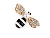 Brošňa s brúsenými kamienkami a perlou včela