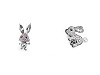 Brooch with Rhinestones - Rabbit, Dog