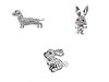 Broche avec strass - Lapin, Chien