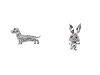 Broche avec strass - Lapin, Chien