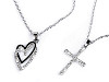 Stainless steel necklace - heart, cross