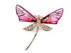 Brosche mit geschliffenen Steinchen Libelle, Schmetterling