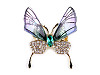 Brošňa s brúsenými kamienkami vážka, motýľ