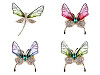 Broche avec strass, Libellule, Papillon