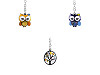 Metal backpack / key chain - owl, tree of life