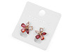 Stainless steel earrings with rhinestones, flowers