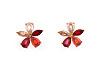 Stainless steel earrings with rhinestones, flowers