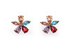 Boucles d’oreilles en acier inoxydable avec strass, Fleurs