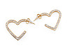 Stainless steel earrings with crhinestones, heart