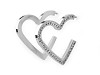 Stainless steel earrings with crhinestones, heart