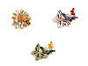 Broche de flores con abeja, mariposas