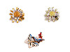 Broche Fleur avec abeille et papillons