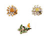 Brooch flower with honey bee, butterflies