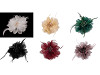 Broche avec perles en verre taillé et plumes