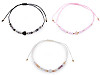Bracelet Shamballa avec cœur et perles taillées, effet AB