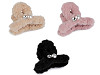 Fur hair clip with pearl and rhinestone