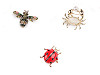 Broche, abeja, cangrejo, zorro, mariquita