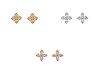 Boucles d’oreilles en acier inoxydable avec strass, Fleur