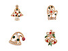Brooch with rhinestones, Christmas motifs