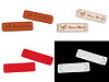 Etichetta, per abbigliamento, in ecopelle, realizzata a mano, dimensioni: 15 x 50 mm
