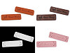 Etichetta, per abbigliamento, in ecopelle, realizzata a mano, dimensioni: 15 x 50 mm