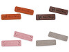 Etichetta, per abbigliamento, in ecopelle, realizzata a mano, dimensioni: 15 x 50 mm