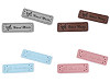 Etichetta, per abbigliamento, in ecopelle, realizzata a mano, dimensioni: 15 x 50 mm