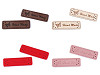 Varrható műbőr címke / dísz / Handmade 15x50 mm dísz
