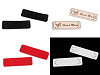 Etichetta, per abbigliamento, in ecopelle, realizzata a mano, dimensioni: 15 x 50 mm