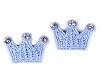 Crochet Applique / Crown Sew-on Patch with Rhinestones