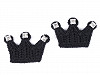 Aplikacja tekstylna szydełkowa korona z szlifowanymi kamyczkami 