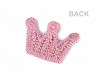 Crochet Applique / Crown Sew-on Patch with Rhinestones