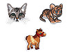 Nažehlovačka jednorožec, delfín, tygr, kočka, lev, zajíc