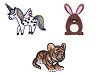 Iron-on Patch Unicorn, Delphin, Tiger, Cat, Lion, Rabbit