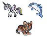 Naprasowanka jednorożec, delfin, tygrys, kotek, lew, zając