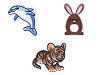 Nažehlovačka jednorožec, delfín, tygr, kočka, lev, zajíc