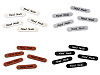 Toppa da cucire / Inserto / Etichetta, in ecopelle, articolo realizzato a mano, dimensioni: 10 x 48 mm