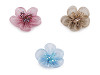 Organzový květ s broušenými korálky k našití a nalepení Ø4,5 cm