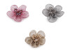 Kwiat z organzy z szlifowanymi koralikami do przyklejenia / do przyszycia Ø4,5 cm