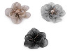 Flori din organza cu mărgele, pentru cusut si lipit Ø6-7 cm