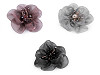 Fleur avec perles de verre, à coudre ou à coller, Ø 6-7 cm