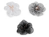 Flori din organza cu mărgele, pentru cusut si lipit Ø6-7 cm