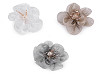 Flori din organza cu mărgele, pentru cusut si lipit Ø6-7 cm