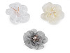 Fleur avec perles de verre, à coudre ou à coller, Ø 6-7 cm