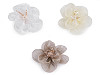 Květ s broušenými skleněnými korálky k našití a nalepení Ø6-7 cm