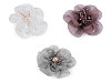 Flori din organza cu mărgele, pentru cusut si lipit Ø6-7 cm