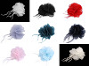 Fiore in Chiffon con Piume, da cucire, da incollare, dimensioni: Ø 8-9 cm