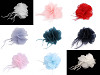 Fleur en mousseline avec plumes, à coudre ou à coller, Ø 8-9 cm